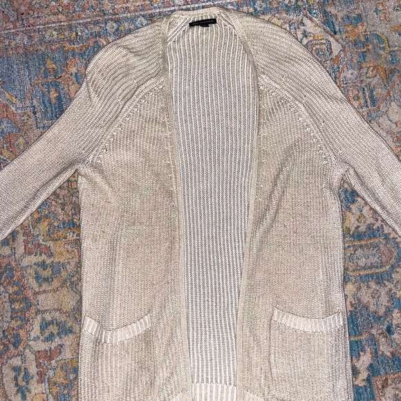 American Eagle Oatmeal Knit Long Cardigan With Pockets - Picture 1 of 2